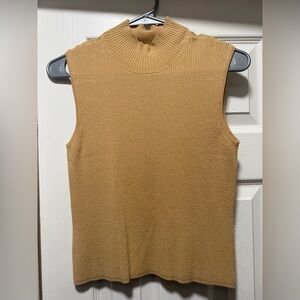 Sleeveless Turtleneck Knit Top - Camel